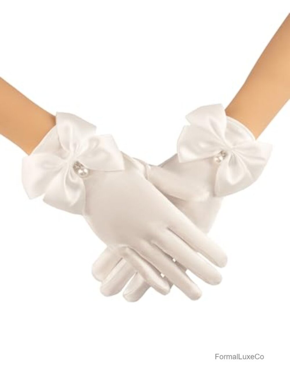 Satin Gloves with Pearls Short Opera Tea Party Wedding Accessories